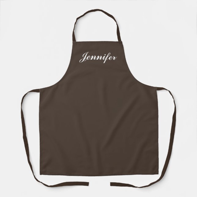 Tablier Femme Sombre Brown Script Chef personnalisé (Recto)