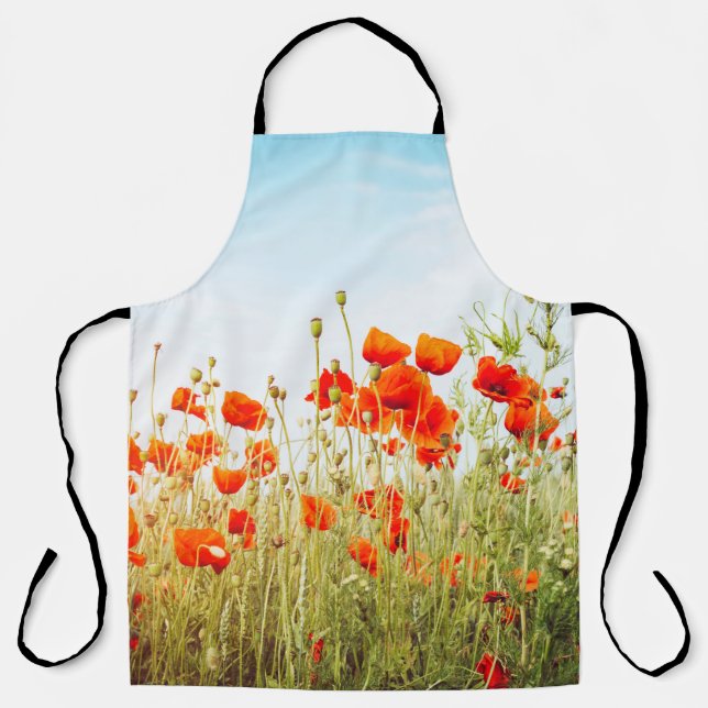 Tablier Fermez les pavots sur le terrain. Fleurs sauvages  (Recto)