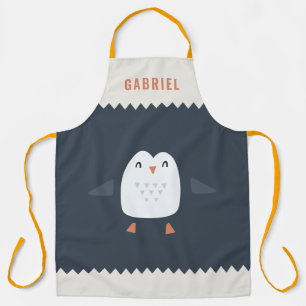 Tablier festif drôle petit pingouin personnalisé enfant