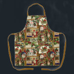Tablier Festif Vintage Noël Ephémère Collage-Gold<br><div class="desc">Motif de vacances amusant,  festif,  coloré et complexe avec l'éphémère de Noël du vieux monde jolis des cartes de voeux de l'ère victorienne,  y compris Santas dans des cadres ornés,  saint,  mistletoe,  luges,  scènes d'hiver,  enfants heureux et Joyeux voeux de Noël sur l'arrière - plan d'or.</div>