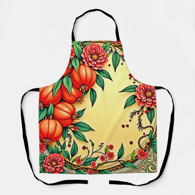 Tablier Festive Automne Floral Illustration Design (Recto)