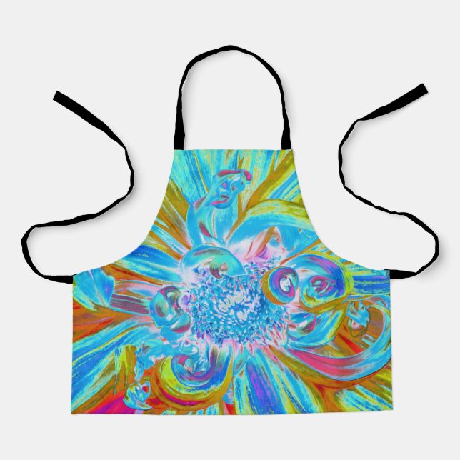 Tablier Festive Chartreuse et Pétales à fleurs de Dahlia b (Recto)