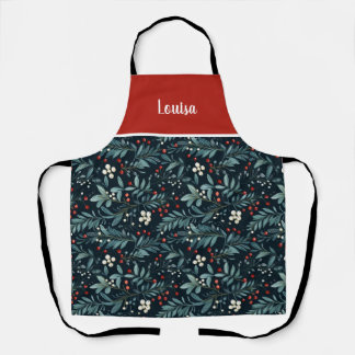 Tablier Festive Custom Christmas Greenery Pattern