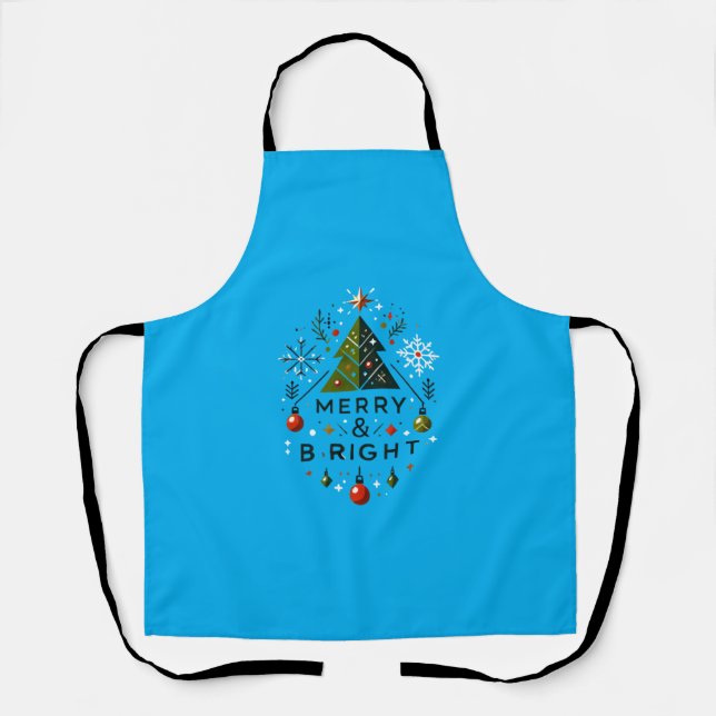Tablier Festive Joyeux et brillant Design d'arbre de Noël (Recto)