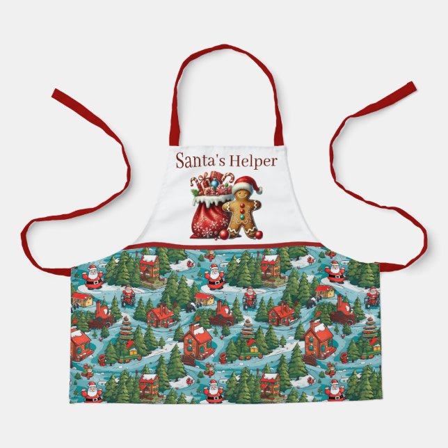 Tablier Festive Père Noël aide enfants unisex (Recto)