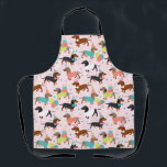 Tablier Fête d'anniversaire de Dachshund<br><div class="desc">Chiens de fête d'anniversaire mignons avec des manteaux noirs,  bronzés et dapple habillés de mignonettes vêtements d'anniversaire avec ballons,  gâteau et motif confetti.</div>