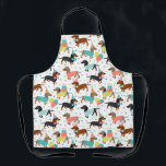 Tablier Fête d'anniversaire de Dachshund<br><div class="desc">Chiens de fête d'anniversaire mignons avec des manteaux noirs,  bronzés et dapple habillés de mignonettes vêtements d'anniversaire avec ballons,  gâteau et motif confetti.</div>