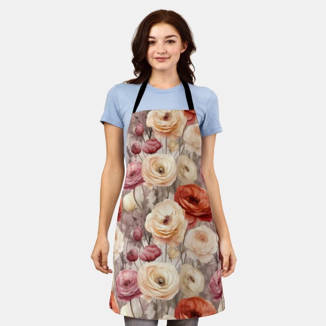 Tablier Fête de mariage avec fleurs printanières couleur c (Porté)