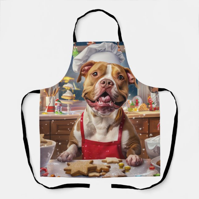 Tablier Fête de Noël avec Pit Bull : Cuisine festive de No (Recto)