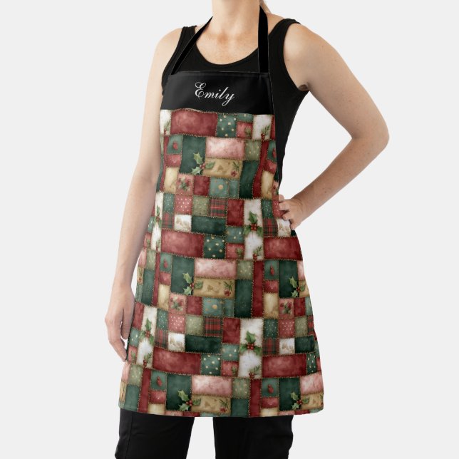 Tablier Fête de Noël Chic et Amusante avec Verdure d'Hiver (Insitu)