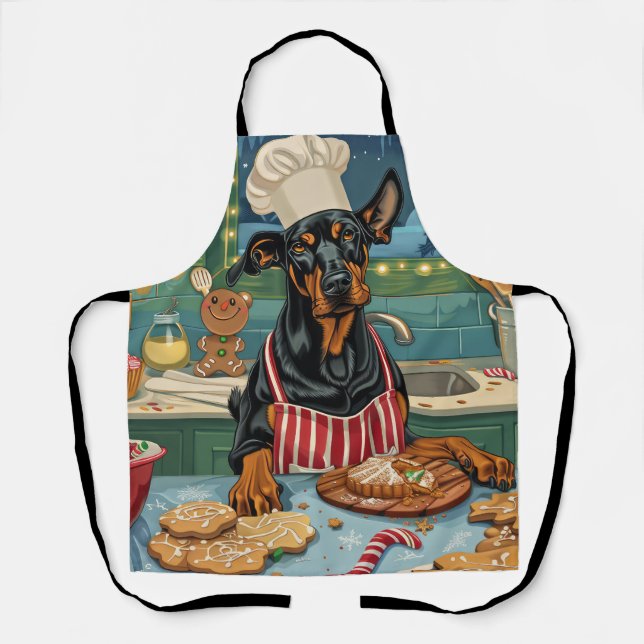 Tablier Fête de Noël Doberman Pinscher (Recto)