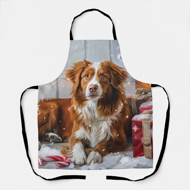 Tablier Fête de Noël du chien de canard de la Nouvelle-Éco (Recto)