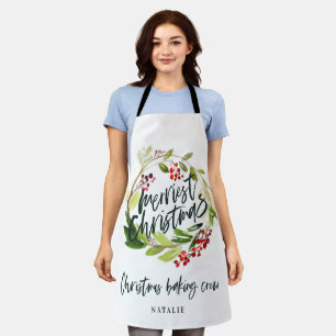 Tablier Fête de Noël du feuillage rouge et vert