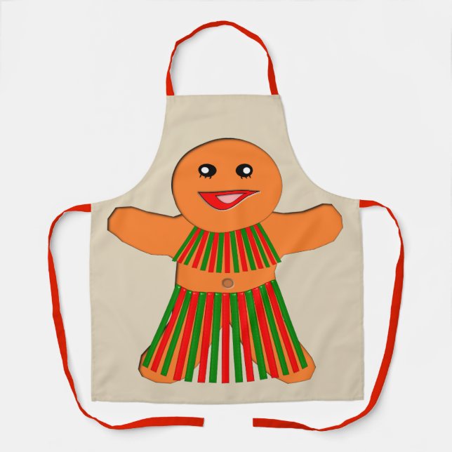 Tablier Fête de Noël Femme de pain d'épices (Recto)