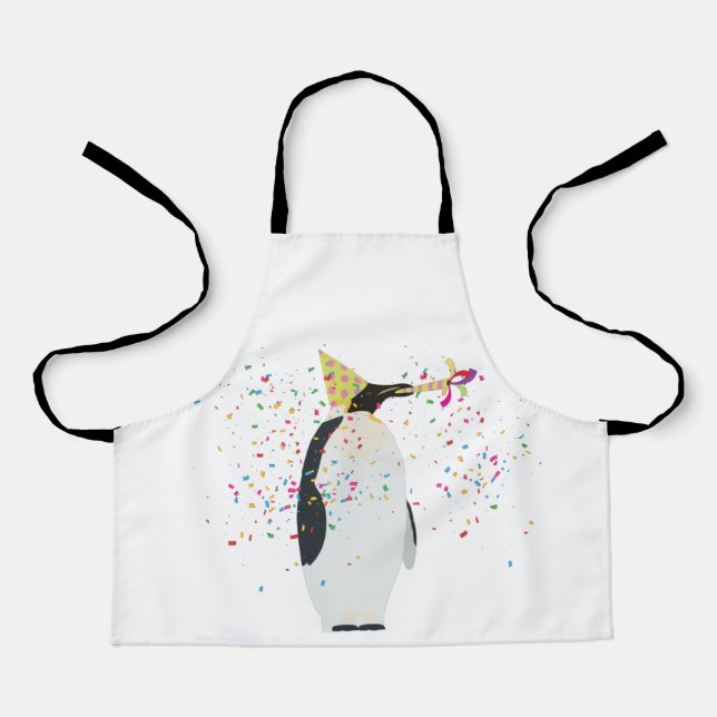 Tablier Fête de pingouins - Animaux faisant la fête (Recto)
