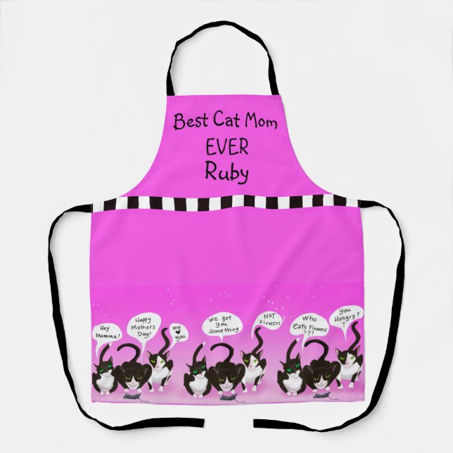 Tablier Fête des Mères amusante Apron de Chats - Meilleure (Recto)