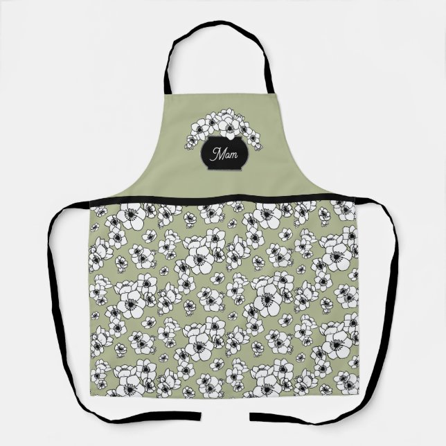 Tablier Fête des mères Anémone florale Apron (Recto)