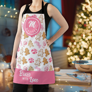 Tablier Fête des mères Sugarplums roses personnalisés Mono
