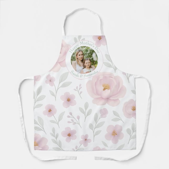 Tablier Fête des Mères sur mesure avec Fleurs Past (Recto)
