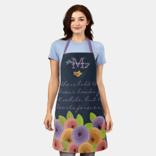 Tablier Fête des mères Unique Élégant Script Floral modern