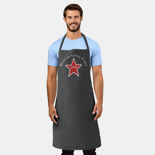 Tablier Fête des pères, Master Grill Chef Red Star (Porté)