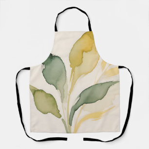 Tablier Feuillage à l'aquarelle Feuilles Sage Or