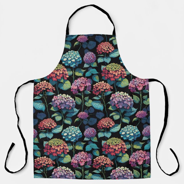 Tablier Feuillage d'hortensia rose et violet (Recto)