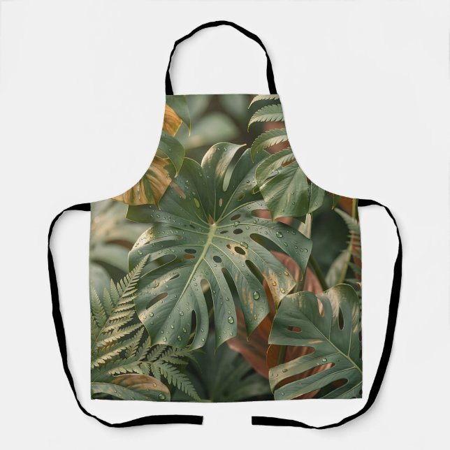 Tablier Feuillage tropical luxuriant Monstera Fougères Jun (Recto)