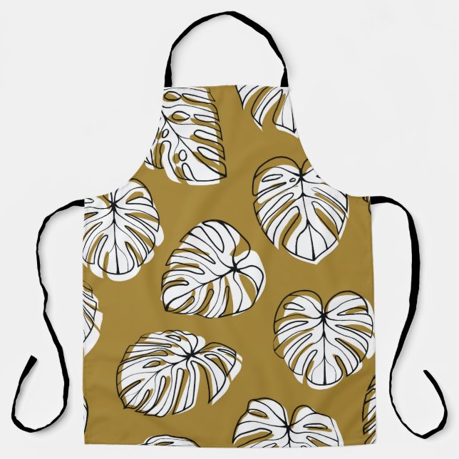 Tablier Feuille de Monstera, Motif sans soudure textile. (Recto)