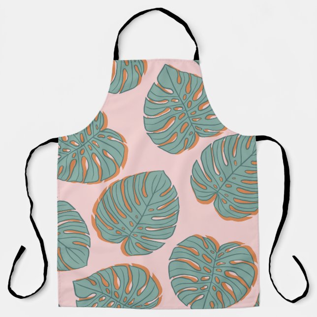 Tablier Feuille de Monstera : Motif Vintage tropical (Recto)