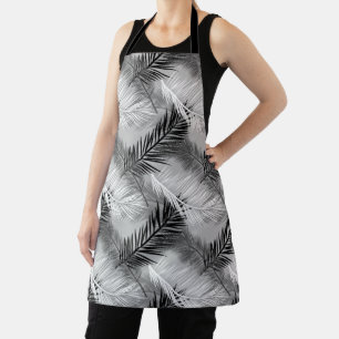Tablier Feuille de palme Impression, gris / gris, noir et