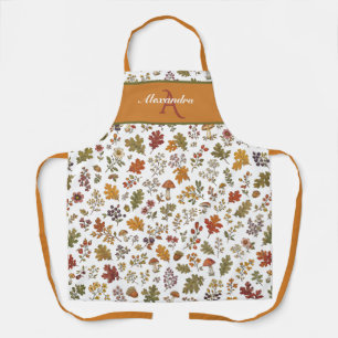 Tablier Feuille florale de champignon de bois automnal Nom