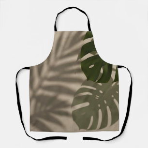 Tablier Feuille Tropicale Minimaliste de Monstera Verte Om