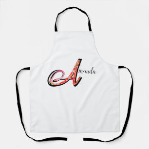 Tablier Feuilles abstraites personnalisées monogramme A