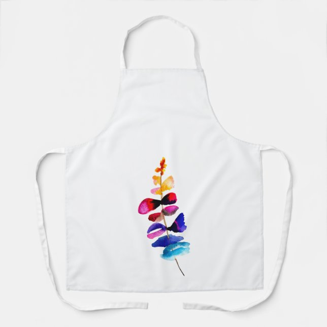 Tablier Feuilles aquarelles colorées mignonnes (Recto)