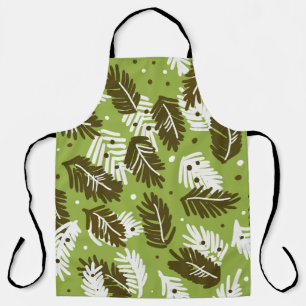 Tablier Feuilles blancs verts : Motif conifère