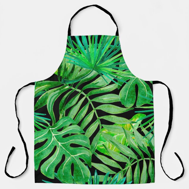 Tablier Feuilles d'aquarelle tropicale : Élégance transpar (Recto)