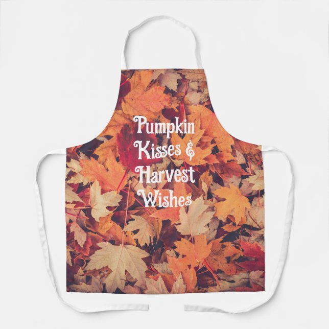 Tablier Feuilles d'automne Baisers de citrouille & Vœux de (Recto)