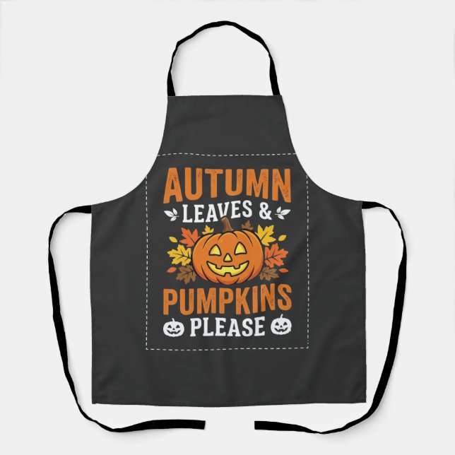 Tablier Feuilles d'automne Citrouille Halloween Design (Recto)