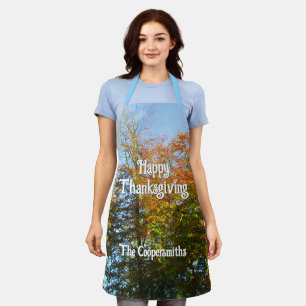 Tablier Feuilles d'automne et Ciel bleu - Personnalisé