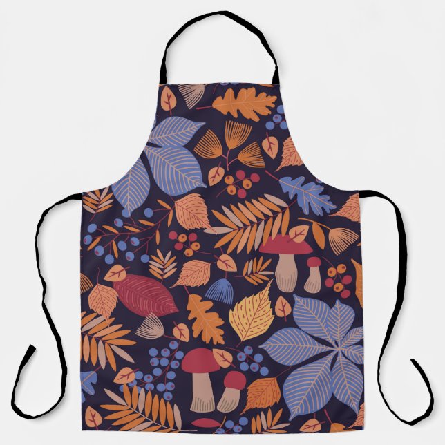 Tablier Feuilles D'Automne, Illustration De Champignons Vi (Recto)