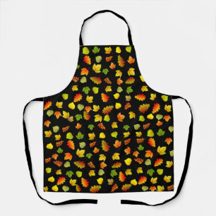 Tablier Feuilles d'automne multicolores sur fond noir