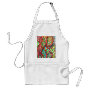 Tablier Feuilles de Canna orange aquarelle art original