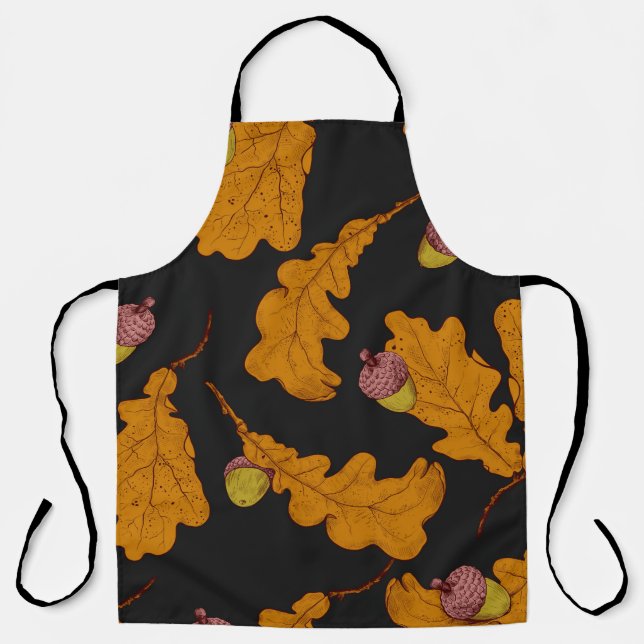 Tablier Feuilles de chêne sec et glands. Pat sans soudure (Recto)