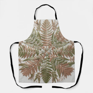 Tablier Feuilles de fougère botanique vert cuivre pressées
