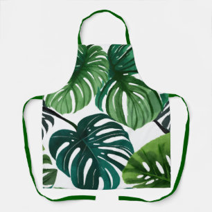 Tablier Feuilles de Monstera Aquarelle Botanique Moderne