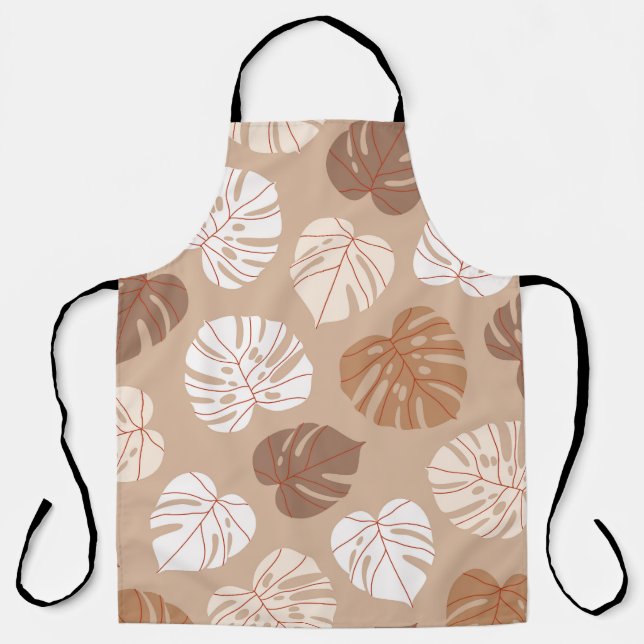 Tablier Feuilles de Monstera Beige : Motif tendance à la m (Recto)
