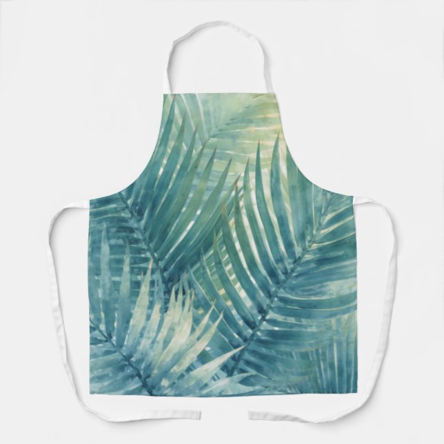 Tablier Feuilles de palmier bleu sarcelle vert (Recto)