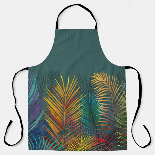 Tablier Feuilles de palmiers de couleur tropicale. Feuille (Recto)