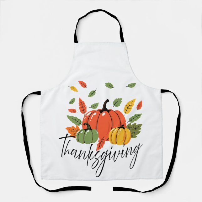 Tablier Feuilles de Thanksgiving et citrouille aux couleur (Recto)